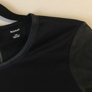 Rudsak t-shirt with leather sleeves